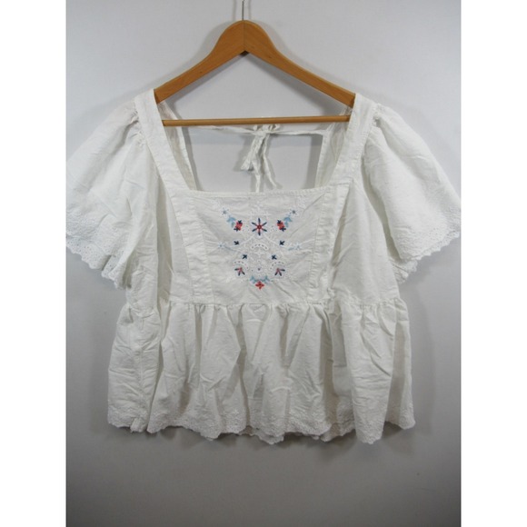 Old Navy Tops - Old Navy Embroidered Smocked Blouse Plus Size 3x White